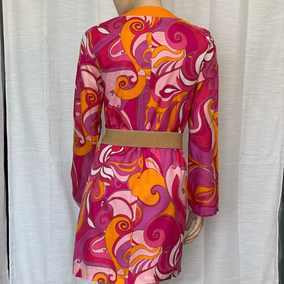 Trina Turk Dress Bonita Pink & Orange Mod Print Size 6 Excellent Condition - Picture 4 of 12